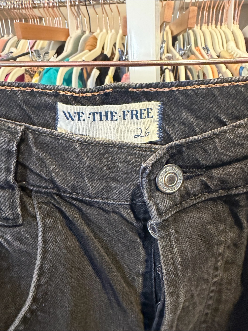 NWT Free People Final Countdown Black Low-Rise Wide Leg Jeans with Cuffed Hem - Picture 5 of 5